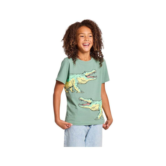 Life is Good Kids' Fierce Alligator Short Sleeve Crusher T-Shirt Granite Green