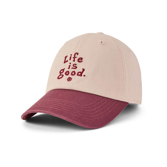 Life is Good Vintage Wordmark Stacked Chill Cap Birch White