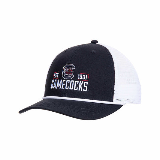 University of South Carolina Rope Trucker Hat Black White