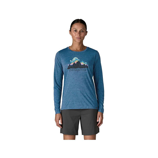 Patagonia Women's Long-Sleeved Capilene Cool Daily Shirt - Fitz Roy Nimbus Light Aquatic Blue