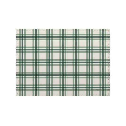 Green Plaid Luxurious Vegan Leather Placemat