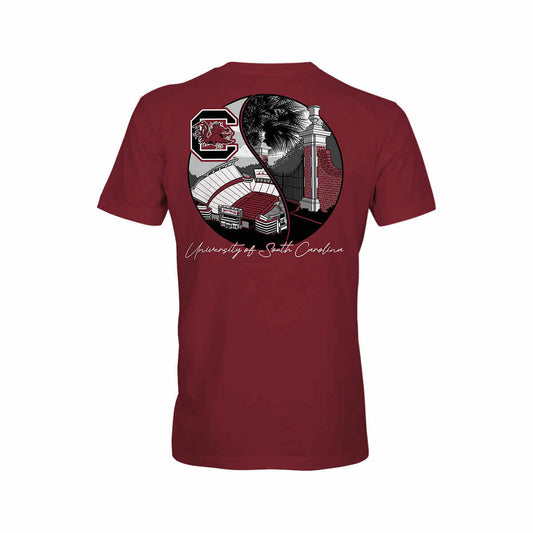 Eat More Tees University of South Carolina Two Scenes Short Sleeve T-Shirt Garnet