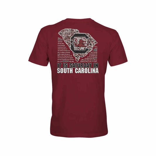 Eat More Tees Gamecocks Saturday in South Carolina Short Sleeve T-Shirt Garnet