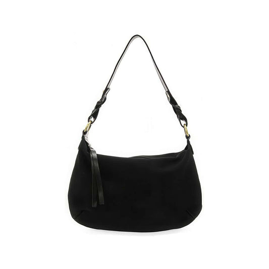 Joy Susan Effie Faux Suede Hobo Handbag Black
