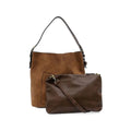 Joy Susan Rich Faux Suede Hobo Handbag Walnut