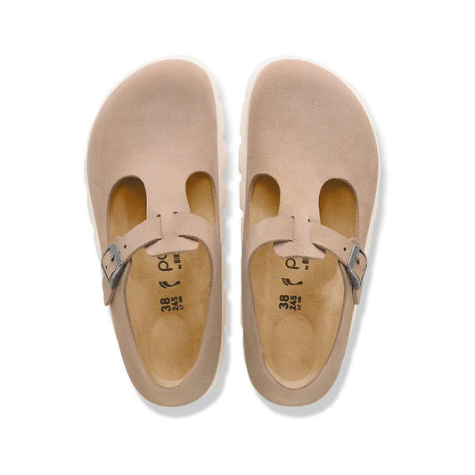 Color swatch for Birkenstock Women's Paris Chunky Suede Shoes in Warm Sand
