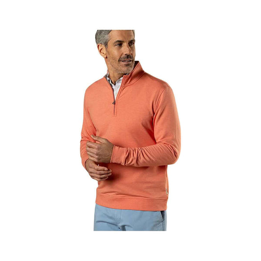 Duck Head Men's Dunmore Quarter- Zip Long Sleeve Pullover Coral Heather