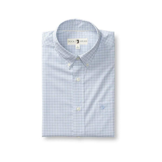 Duck Head Men's Joiner Plaid Performance Poplin Sport Shirt  Midnight Teal