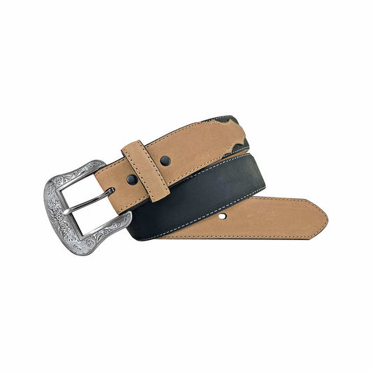 Wrangler Men's Crazy Horse Leather Belt Black Tan