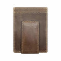 Wrangler Embossed Leather Yoke Magnetic Money Clip Wallet  Tan