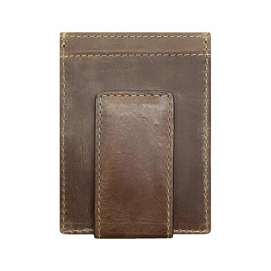 Color swatch for Wrangler Embossed Leather Yoke Magnetic Money Clip Wallet in Tan