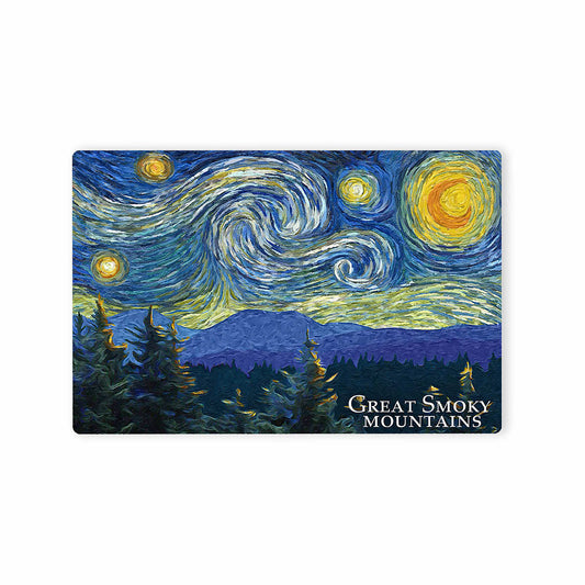 Lantern Press Great Smoky Mountains Starry Night Metal Magnet