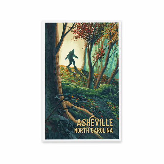 Lantern Press Asheville Bigfoot in the Forest Postcard