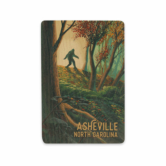 Asheville Bigfoot in the Forest Wooden Postcard