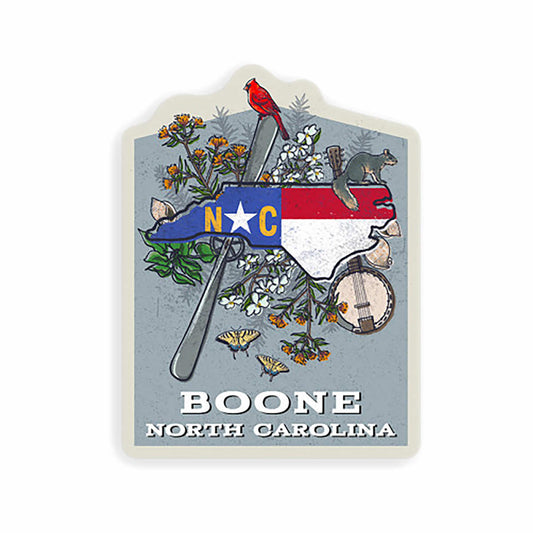 Lantern Press Boone North Carolina State Treasure Trove Mini Sticker