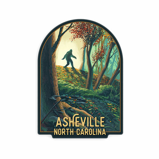 Lantern Press Asheville Bigfoot in the Forest Mini Sticker