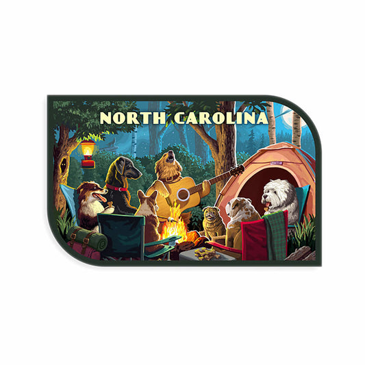 Lantern Press North Carolina Dogs Around Campfire Mini Sticker