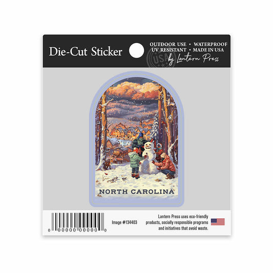 Lantern Press North Carolina Merry & Bright Vintage Snowman Small Sticker