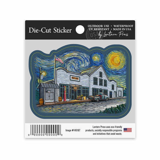 Lantern Press Mast General Store Starry Night Small Sticker