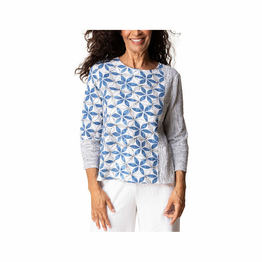Habitat Women's Amalfi Mixed Floral Print Pullover Marine