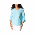 Habitat Women's Button-Back Embroidered Bistro Top Topaz