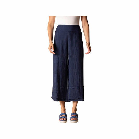 Habitat Women's Whisper Jacquard Rayon Wide Leg Crop Pants Navy