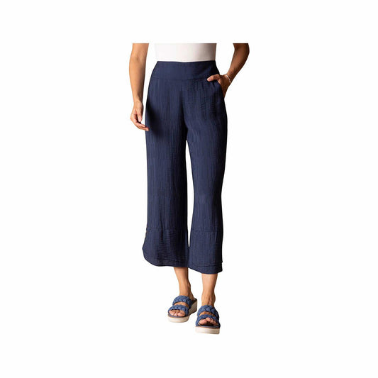 Habitat Women's Whisper Jacquard Rayon Wide Leg Crop Pants Navy