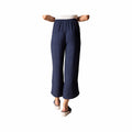 Habitat Women's Whisper Jacquard Rayon Wide Leg Crop Pants  Navy