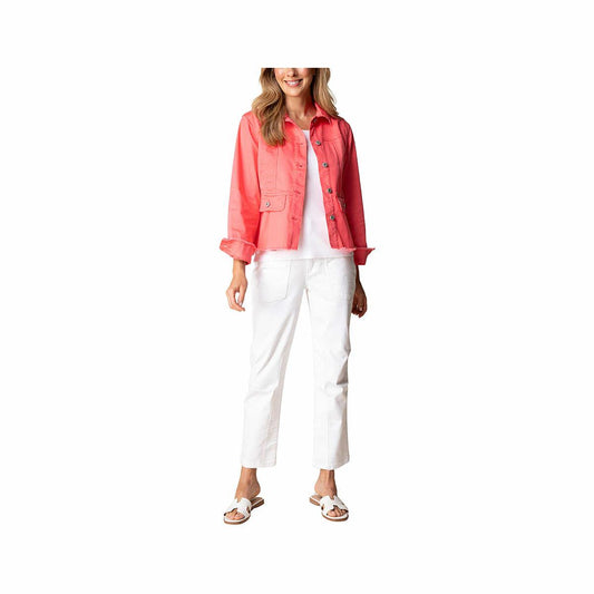 Habitat Women's Secret Sauce Peplum Denim Jacket Coral