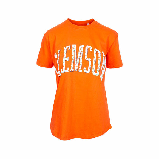 Pressbox Clemson Wellington Floral Short Sleeve Shirt Orange