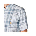 Carhartt Men's Fort Loose Short Sleeve Plaid Shirt - Tall  Blue Aura
