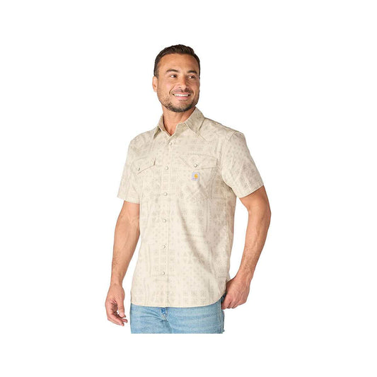 Carhartt Men's Montana Bozeman Relaxed Short Sleeve Plaid Shirt Cobblest Bndna Prnt