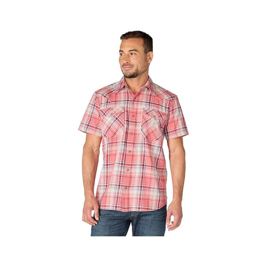 Carhartt Men's Montana Bozeman Relaxed Short Sleeve Plaid Shirt - Tall Light Amber