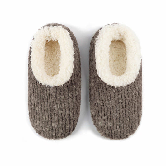 Women's Teddy Bear Fur Snoozies Slippers Dark Grey
