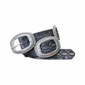 Wrangler Women's Distressed Leather Silver Slider Conchos Belt Black