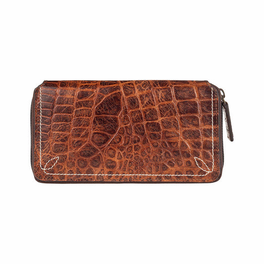 Wrangler Croco Print Leather Zip-Around Wallet Black