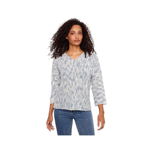 Charlie B Women's 3/4 Sleeve Drop Shoulder V-Neck Sweater Mist