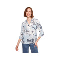 Charlie B Women's Printed Roll Up Long Sleeve Blouse Feather P