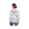 Charlie B Women's Printed Roll Up Long Sleeve Blouse  Feather P