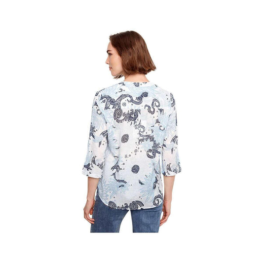 Color swatch for Charlie B Women's Printed Roll Up Long Sleeve Blouse in Feather P
