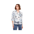 Charlie B Women's Printed Roll Up Long Sleeve Blouse  Feather P