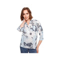 Charlie B Women's Printed Roll Up Long Sleeve Blouse  Feather P