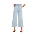 Charlie B Women's Cropped Belted Stretch Denim Wide Leg Pants  Bleach Blue
