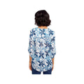 Charlie B Women's Printed Roll Up Long Sleeve Cotton Gauze  Sapphire P