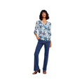 Charlie B Women's Printed Roll Up Long Sleeve Cotton Gauze  Sapphire P