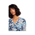 Charlie B Women's Printed Roll Up Long Sleeve Cotton Gauze  Sapphire P