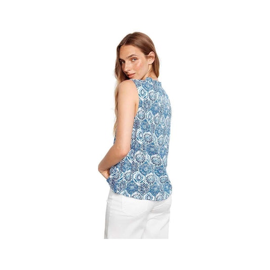 Color swatch for Charlie B Women's Printed Ruffle Neck Sleeveless Top in Mosaic P