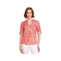 Charlie B Women's Printed Roll Up Long Sleeve Blouse Scarlet P