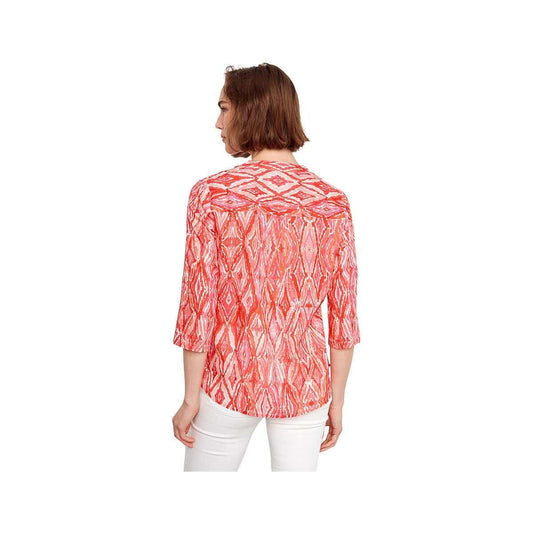 Charlie B Women's Printed Roll Up Long Sleeve Blouse Scarlet P