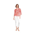 Charlie B Women's Printed Roll Up Long Sleeve Blouse  Scarlet P